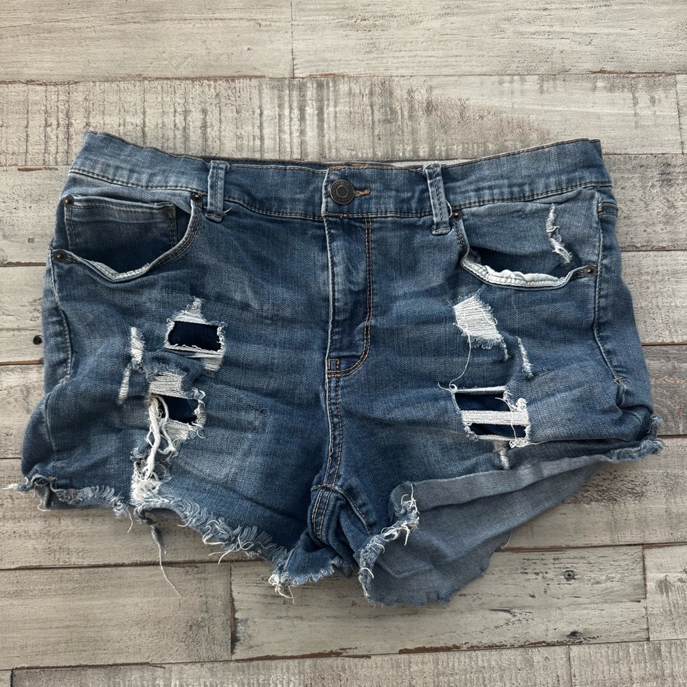 Mudd Classic Blue Ripped Jean Shorts